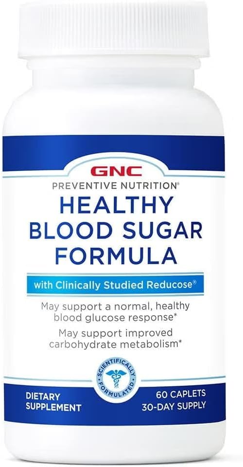 GNC Preventive Nutrition Healthy Blood Sugar Formula with Reducose - 60 Caplets (60 Servings)