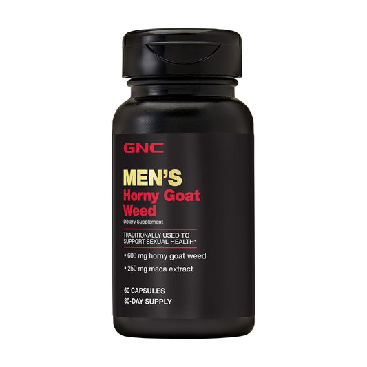 GNC Men's Horny Goat Weed 600mg Horny Goat Weed and 250mg Maca Extract, 60 Capsules, Supports Men's Sexual Health