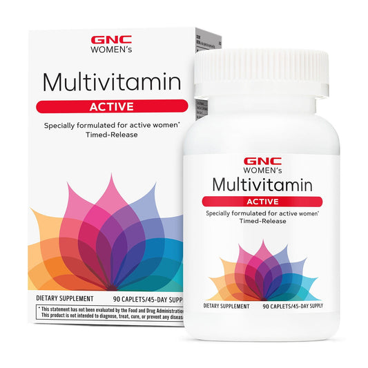 GNC Women’s Active Multivitamin Caplets, For Active Women, Clinically Proven, Complete Nutrition for Exercise Recovery and Energy Production, 90 Caplets